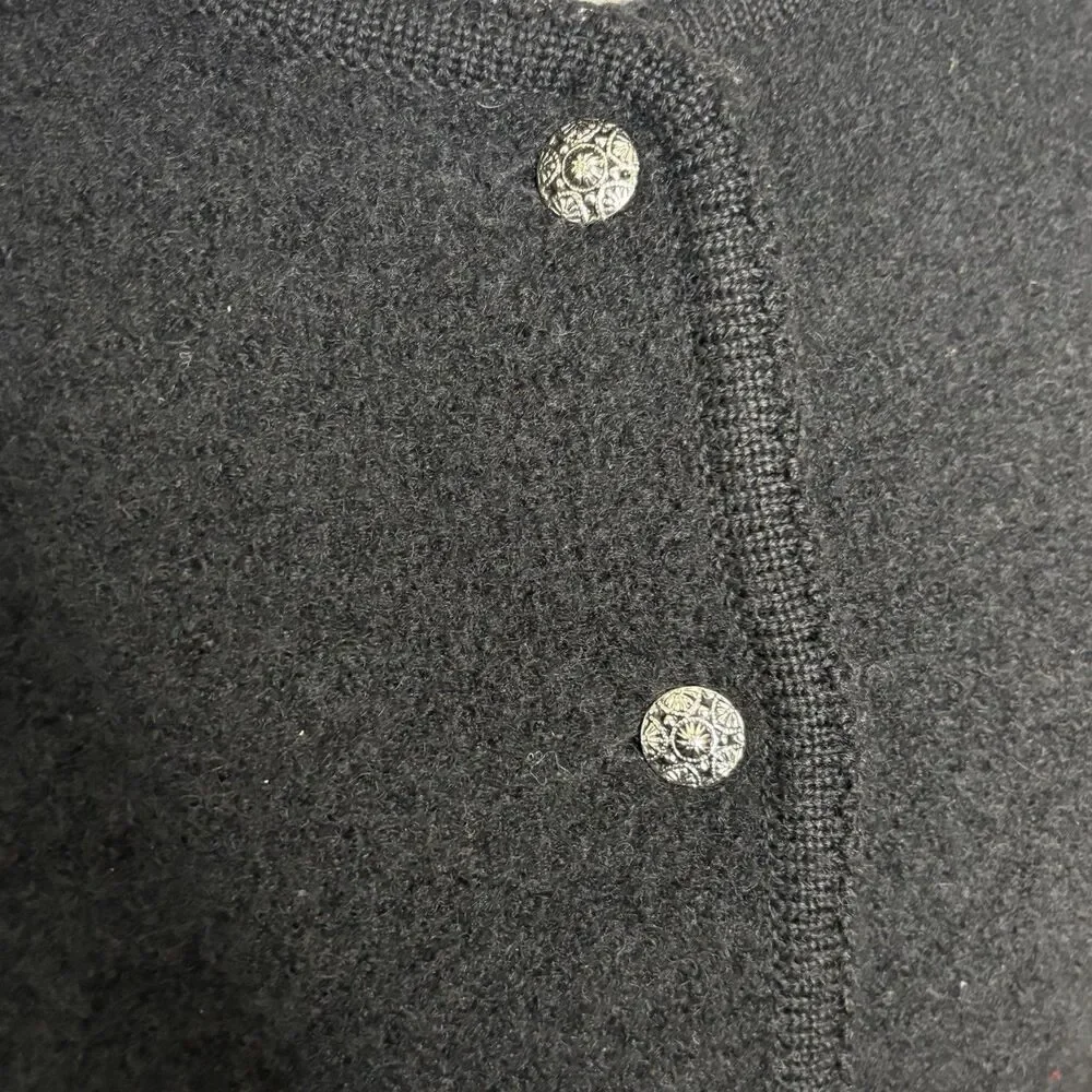Vintage Orvis Black 100 % Wool Button Front Cardigan Sweater Size 10 Womens